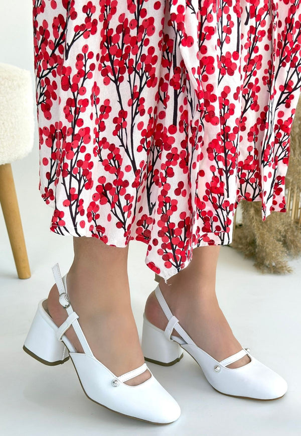 Scarpax Jecci Beyaz Cilt Topuklu Ayakkabı