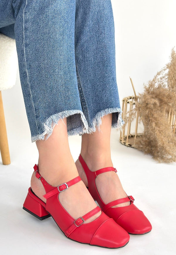 Scarpax Doran Kırmızı Cilt Topuklu Ayakkabı