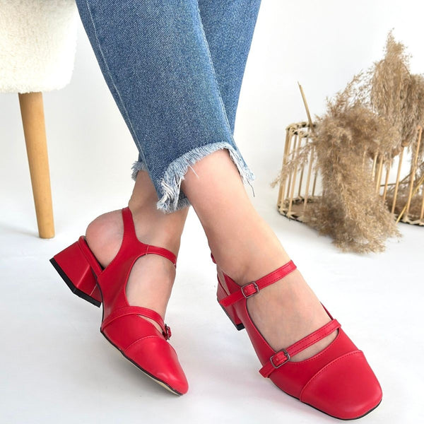 Scarpax Doran Kırmızı Cilt Topuklu Ayakkabı