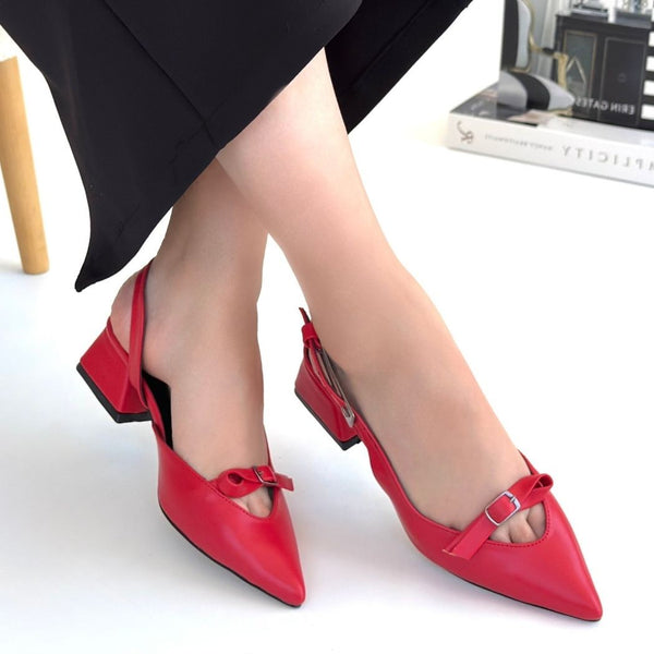 Scarpax Rewat Kırmızı Cilt Topuklu Ayakkabı