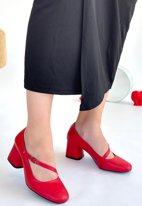 Scarpax Kier Kırmızı Cilt Topuklu Ayakkabı