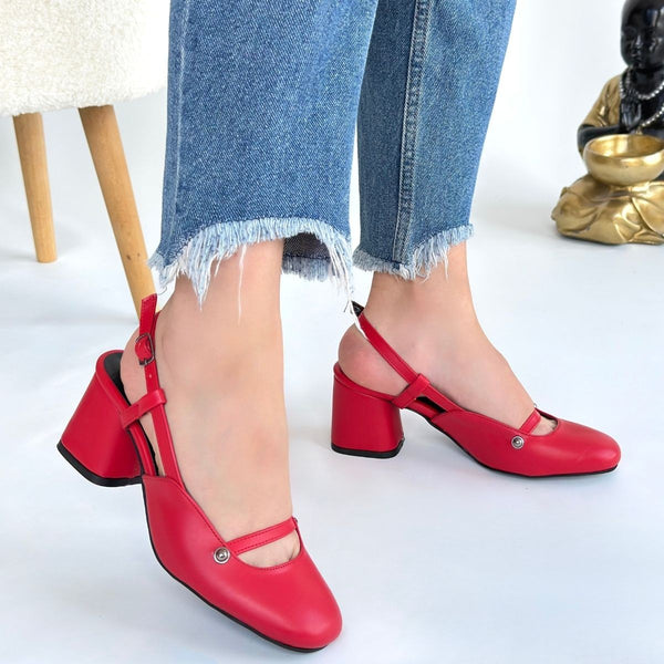 Scarpax Jecci Kırmızı Cilt Topuklu Ayakkabı