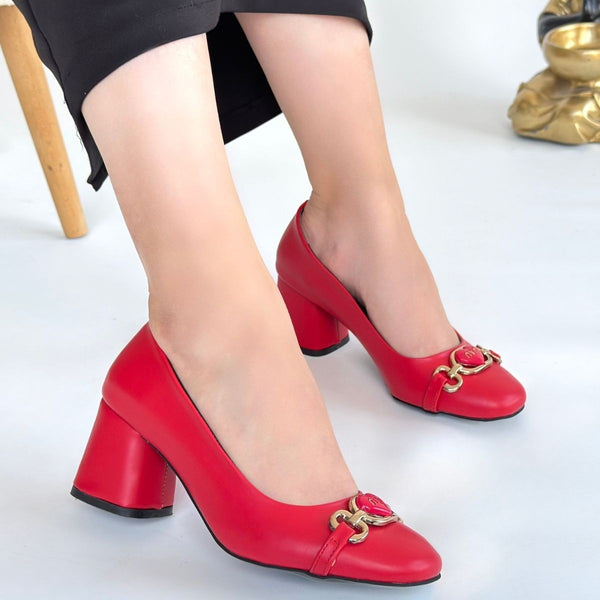 Scarpax Lucky Kırmızı Cilt Topuklu Ayakkabı