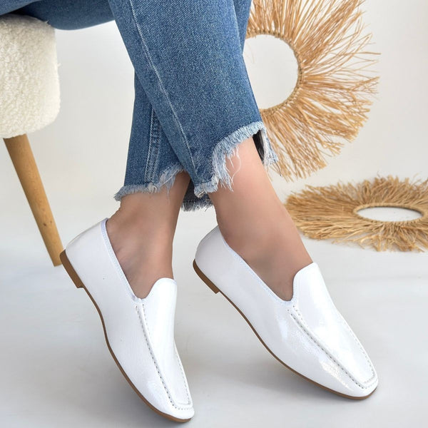 Scarpax Betra Beyaz Rugan Babet Ayakkabı