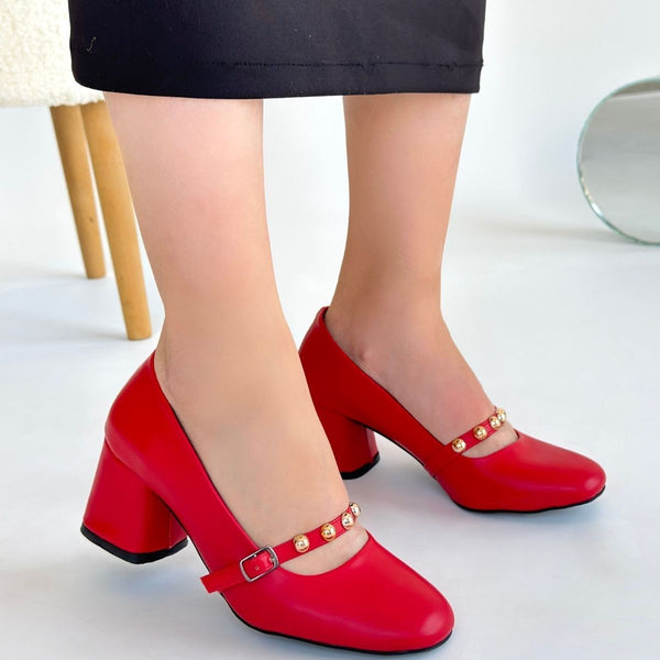 Scarpax Tino Kırmızı Cilt Topuklu Ayakkabı