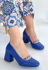 Scarpax Tino Mavi Cilt Topuklu Ayakkabı