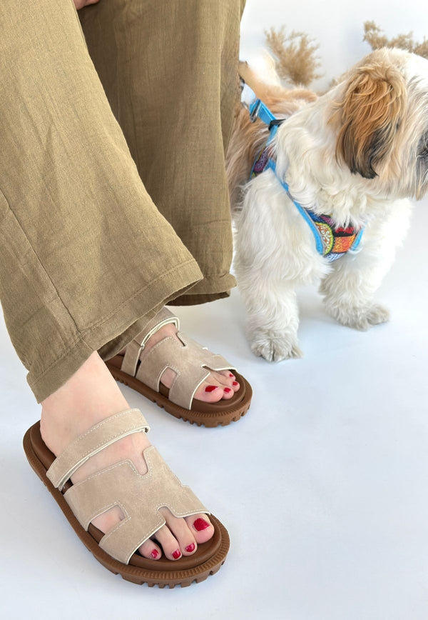 Scarpax Kooni Bej Nubuk Terlik