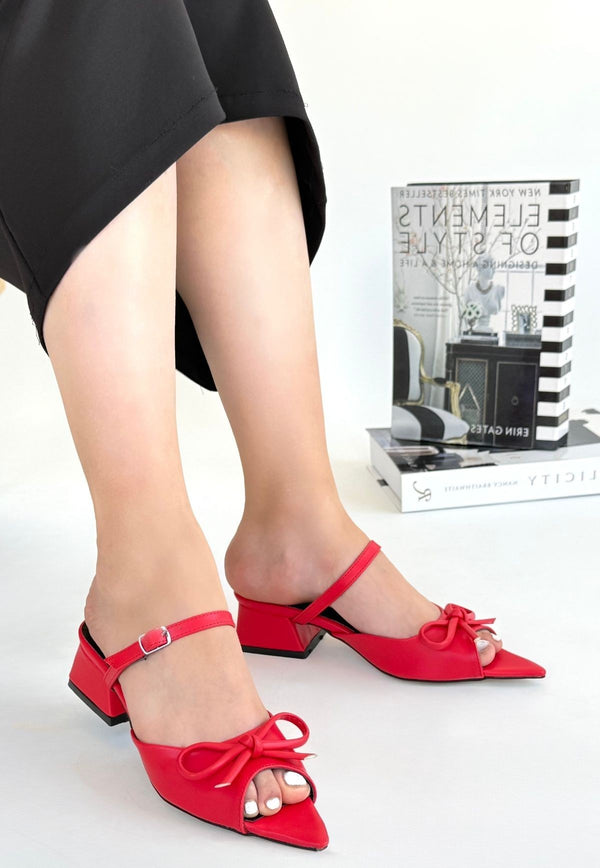 Scarpax Lotta Kırmızı Cilt Topuklu Ayakkabı