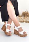 Scarpax Riboy Beyaz Cilt Dolgu Topuk Sandalet