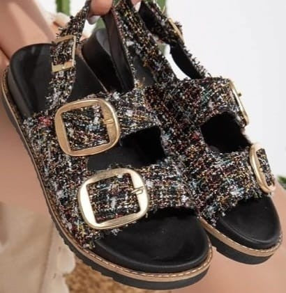 Scarpax Olira Siyah Simli Kemerli Sandalet