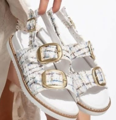 Scarpax Olira Beyaz Simli Kemerli Sandalet