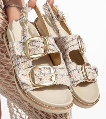 Scarpax Olira Bej Simli Kemerli Sandalet