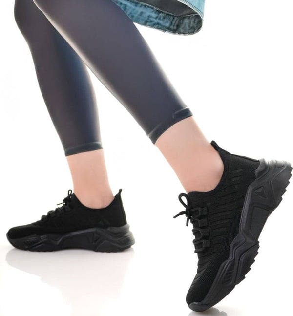 Scarpax Ante Siyah Triko Bağcıklı Spor Ayakkabı