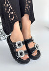 Scarpax Juana Siyah NubukTaşlı Terlik