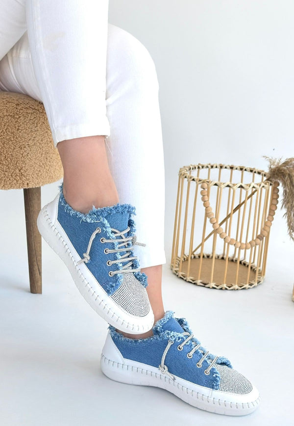 Scarpax Enber Mavi Kot Bağcıklı Spor Ayakkabı