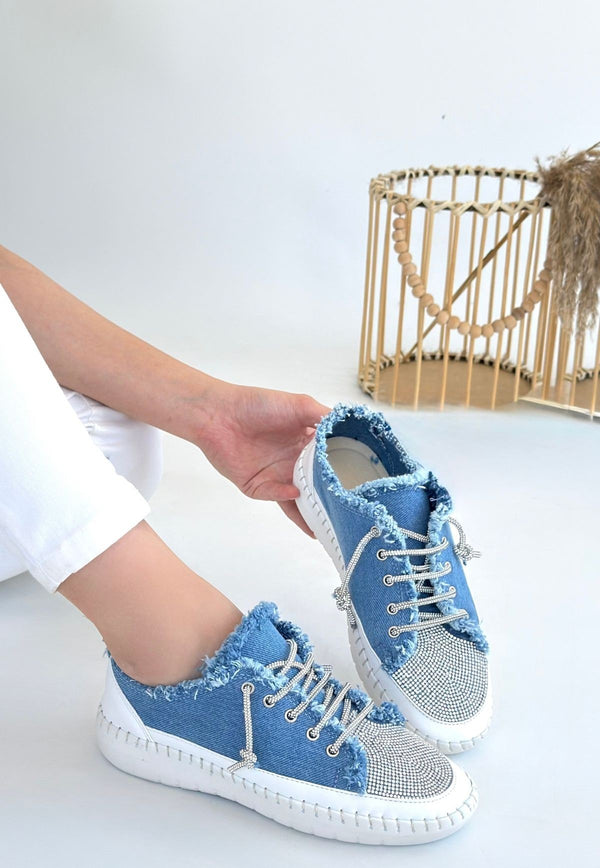 Scarpax Enber Mavi Kot Bağcıklı Spor Ayakkabı