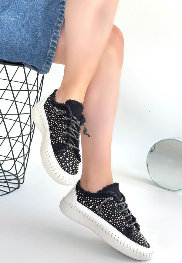 Scarpax Guji Siyah Kot Bağcıklı Spor Ayakkabı