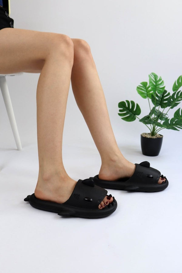 Scarpax 100% Vegan Siyah Unisex Tam Ortopedik Terlik - 3 Cm Topuk Boyu - SCARPAX