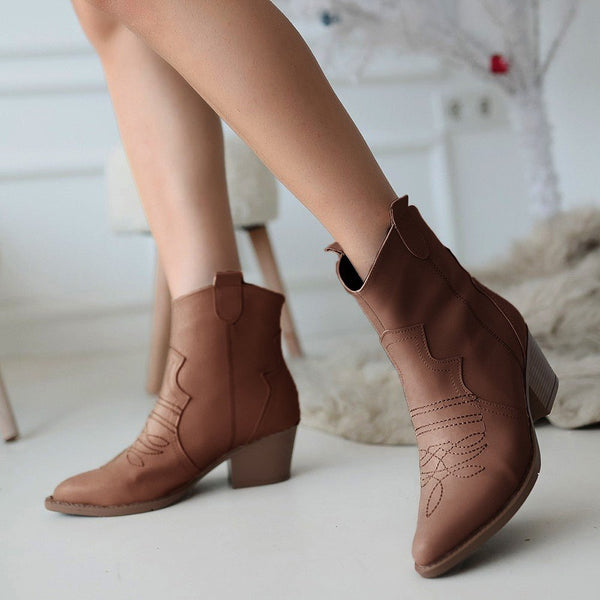 Scarpax Akver Kahverengi Cilt Topuklu Bot