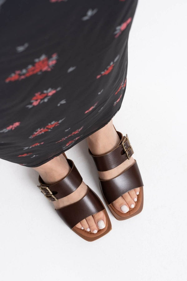 Scarpax Alessi Acı Kahve Hakiki Deri Terlik