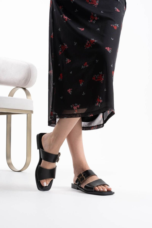 Scarpax Alessi Siyah Hakiki Deri Terlik