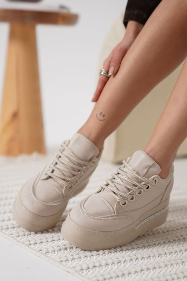 Scarpax Alice Kadın Bej Gizli Topuklu Sneaker