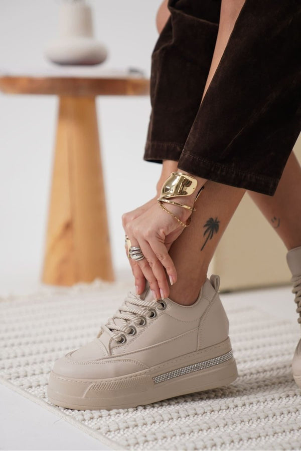 Scarpax Alice Kadın Bej Gizli Topuklu Sneaker