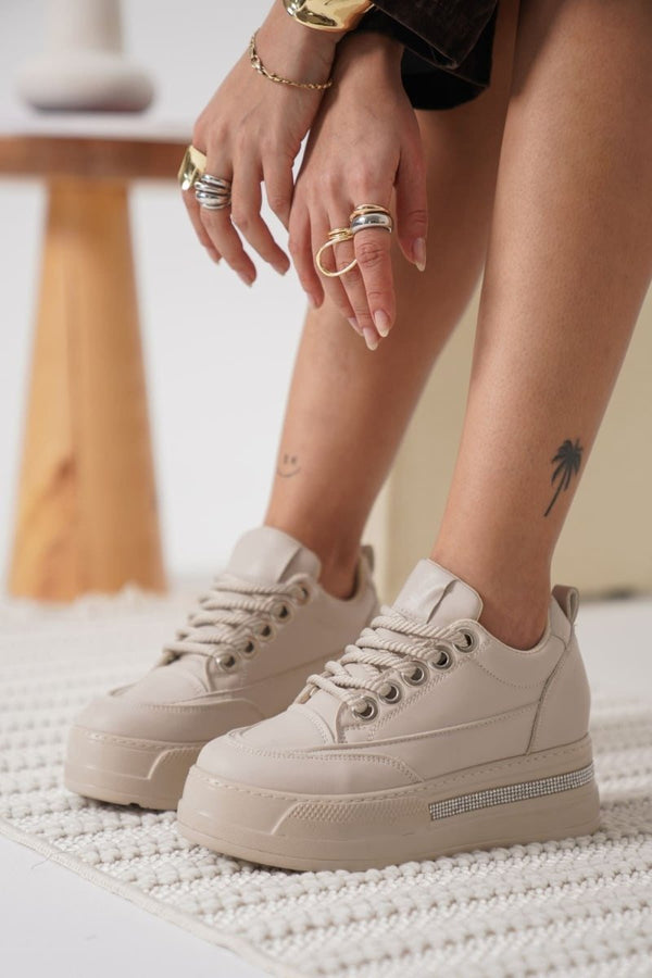 Scarpax Alice Kadın Bej Gizli Topuklu Sneaker
