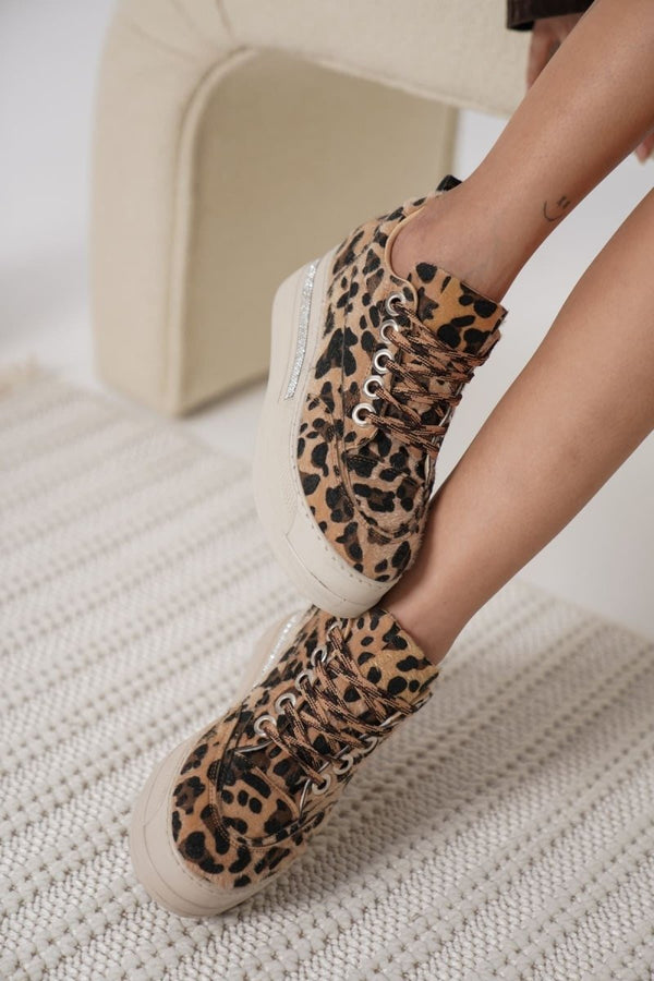 Scarpax Alice Kadın Leopar Desenli Gizli Topuklu Sneaker