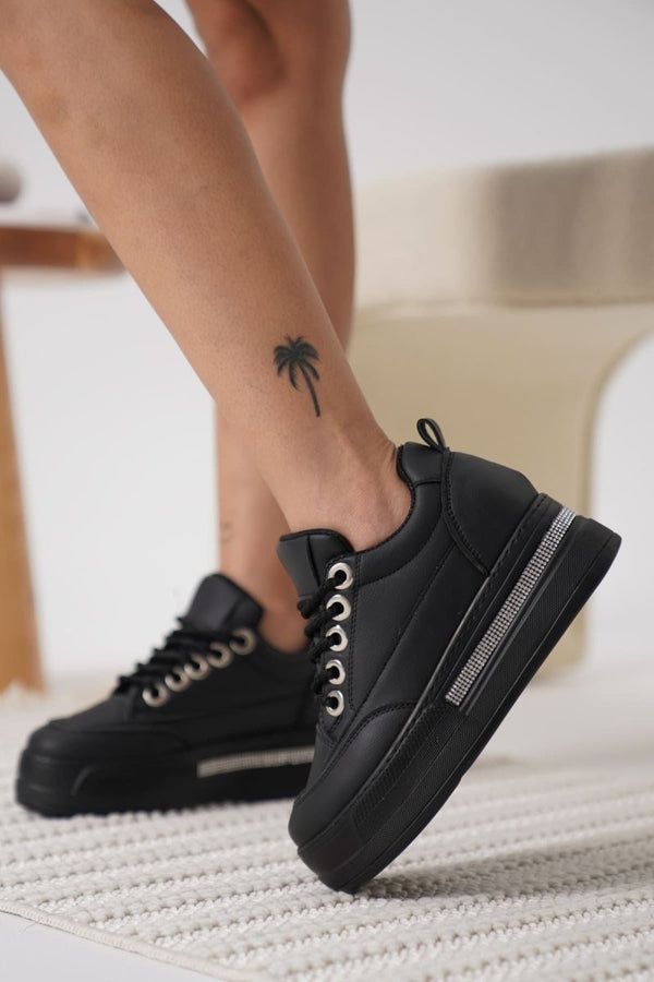 Scarpax Alice Kadın Siyah Tabanlı Siyah Gizli Topuklu Sneaker