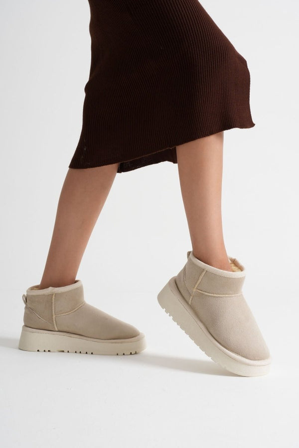 Scarpax Alina Kadın Bej Kışlık Kürklü Bot