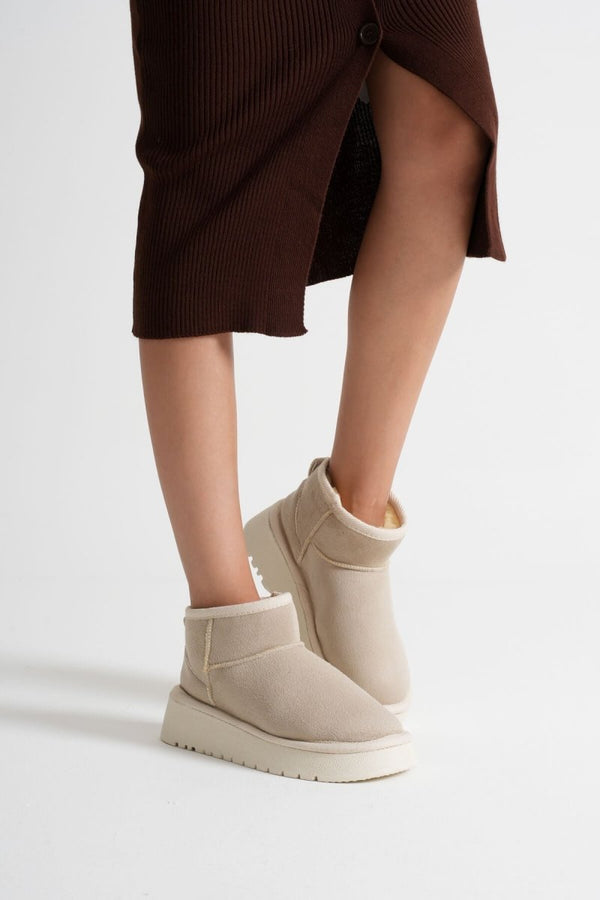 Scarpax Alina Kadın Bej Kışlık Kürklü Bot