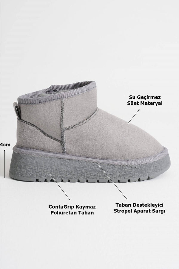 Scarpax Alina Kadın Gri Kışlık Kürklü Bot