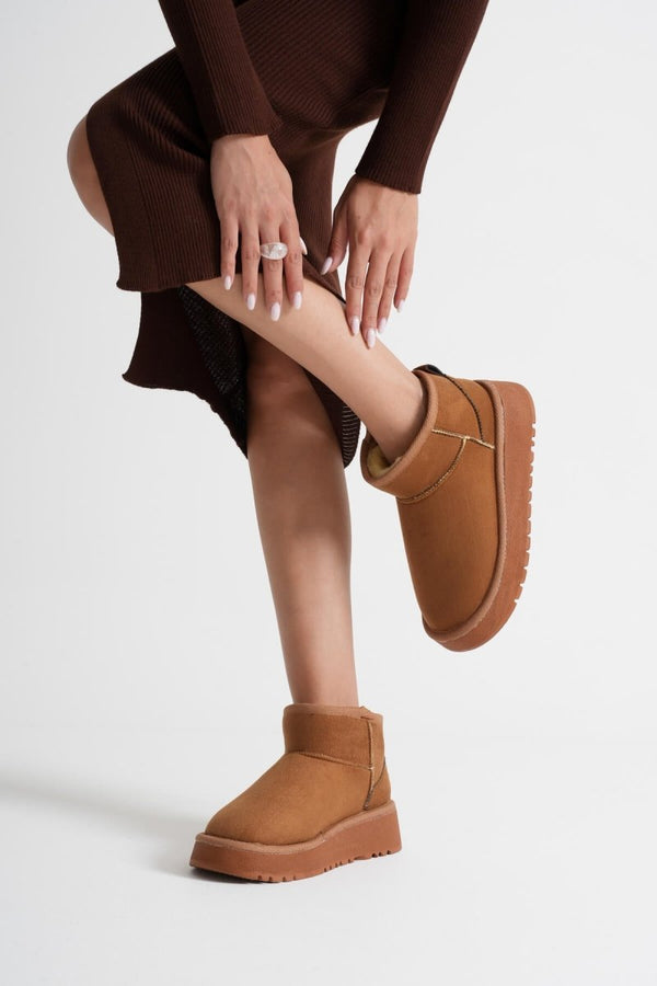 Scarpax Alina Kadın Taba Kışlık Kürklü Bot