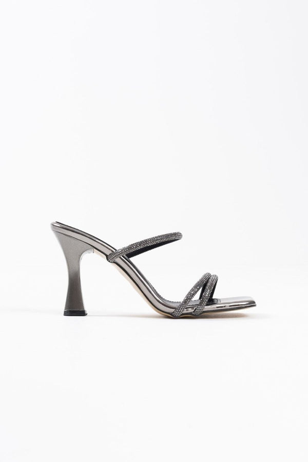 Scarpax Alvina Füme Ayna Taşlı Kadın Topuklu Terlik