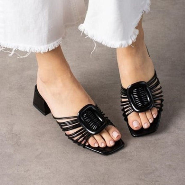 Scarpax Anca Siyah Rugan Topuklu Terlik