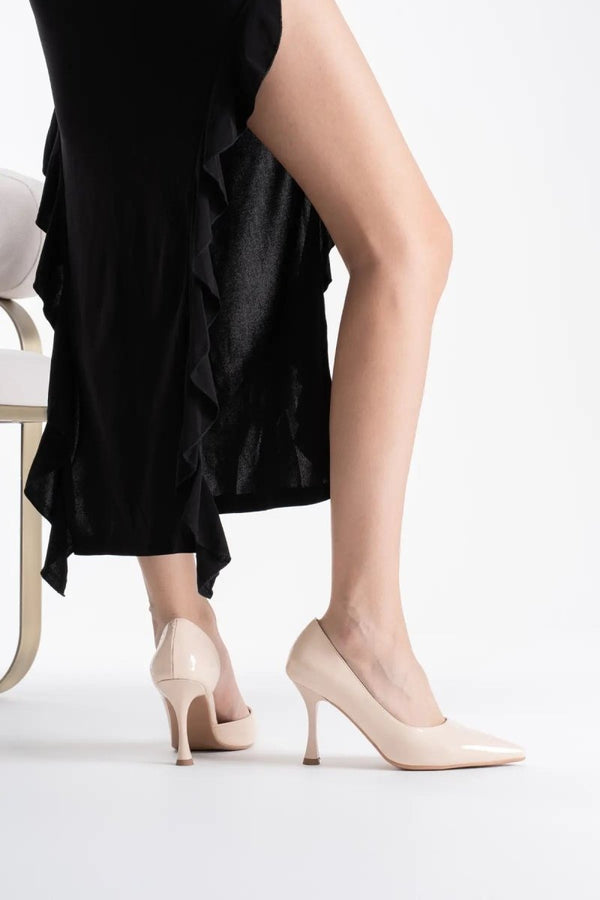 Scarpax Angela Kadın Bej Rugan Topuklu Ayakkabı