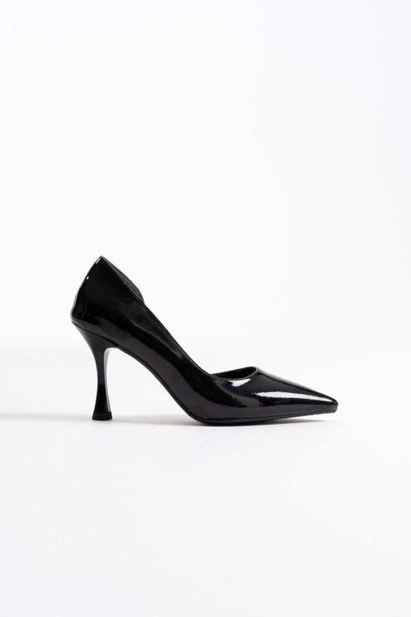 Scarpax Angela Kadın Siyah Rugan Topuklu Ayakkabı