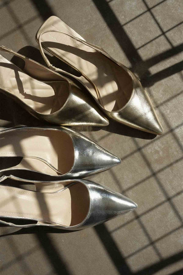 Scarpax Angelica Kadın Altın Kırışık Rugan Topuklu Ayakkabı