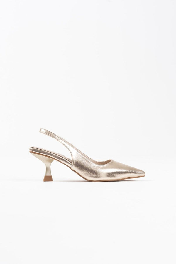 Scarpax Angelica Kadın Altın Kırışık Rugan Topuklu Ayakkabı