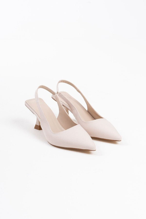 Scarpax Angelica Kadın Bej Saten Topuklu Ayakkabı