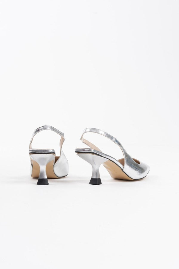 Scarpax Angelica Kadın Gümüş Kırışık Rugan Topuklu Ayakkabı