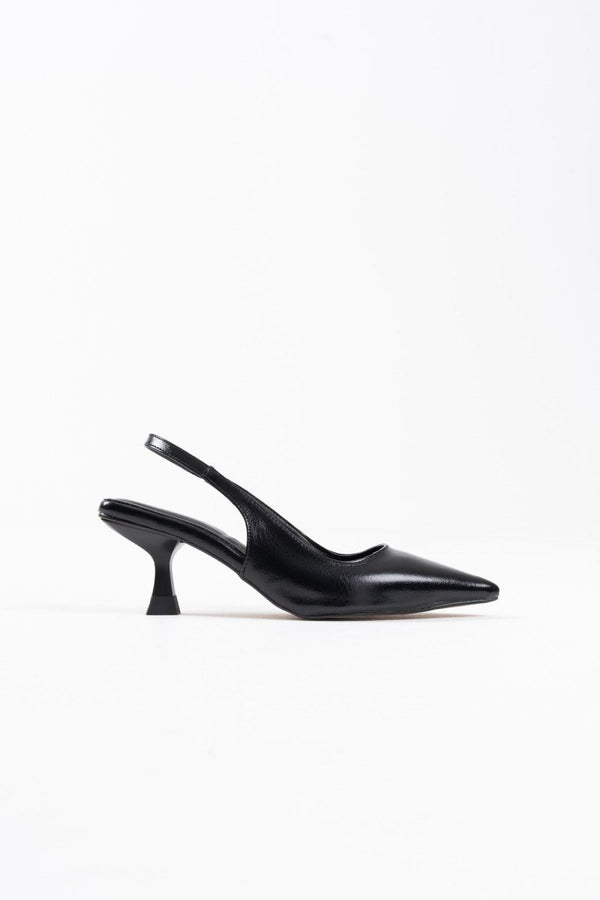 Scarpax Angelica Kadın Siyah Kırışık Rugan Topuklu Ayakkabı