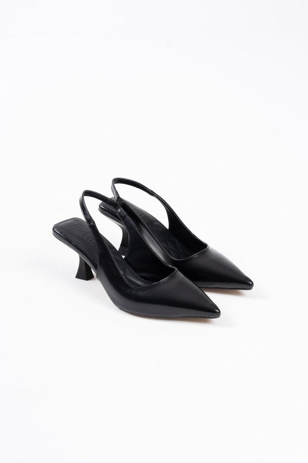 Scarpax Angelica Kadın Siyah Kırışık Rugan Topuklu Ayakkabı