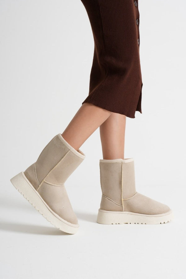 Scarpax Anisa Kadın Bej Kışlık Kürklü Bot