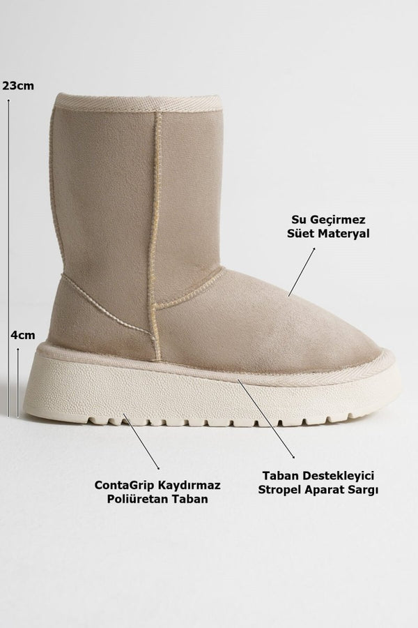 Scarpax Anisa Kadın Bej Kışlık Kürklü Bot