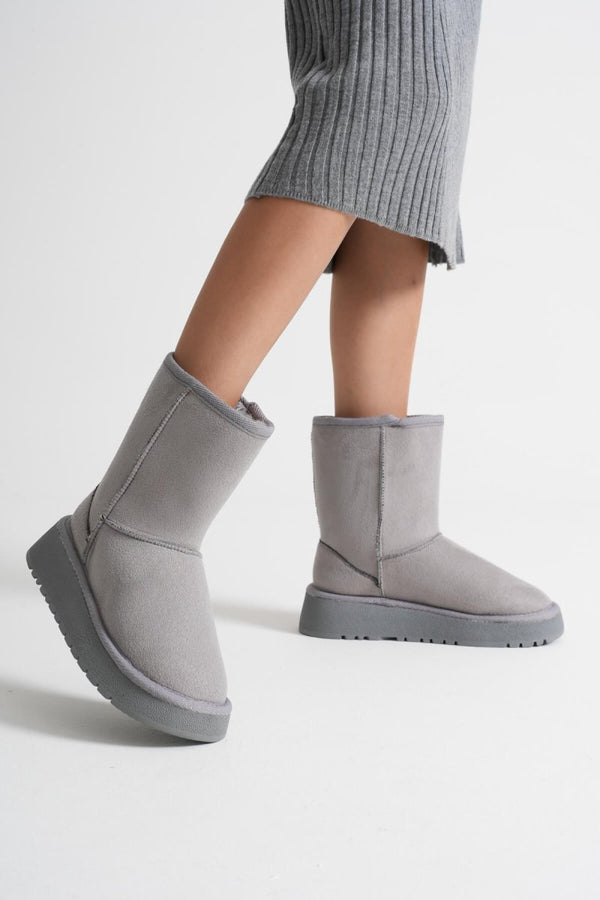 Scarpax Anisa Kadın Gri Kışlık Kürklü Bot