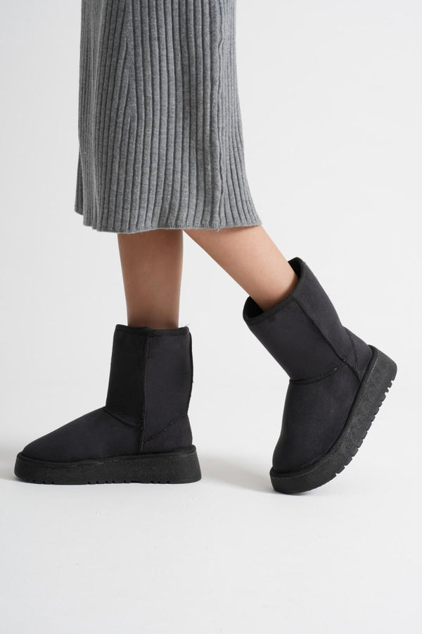 Scarpax Anisa Kadın Siyah Kışlık Kürklü Bot