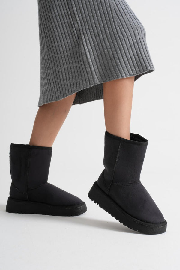 Scarpax Anisa Kadın Siyah Kışlık Kürklü Bot
