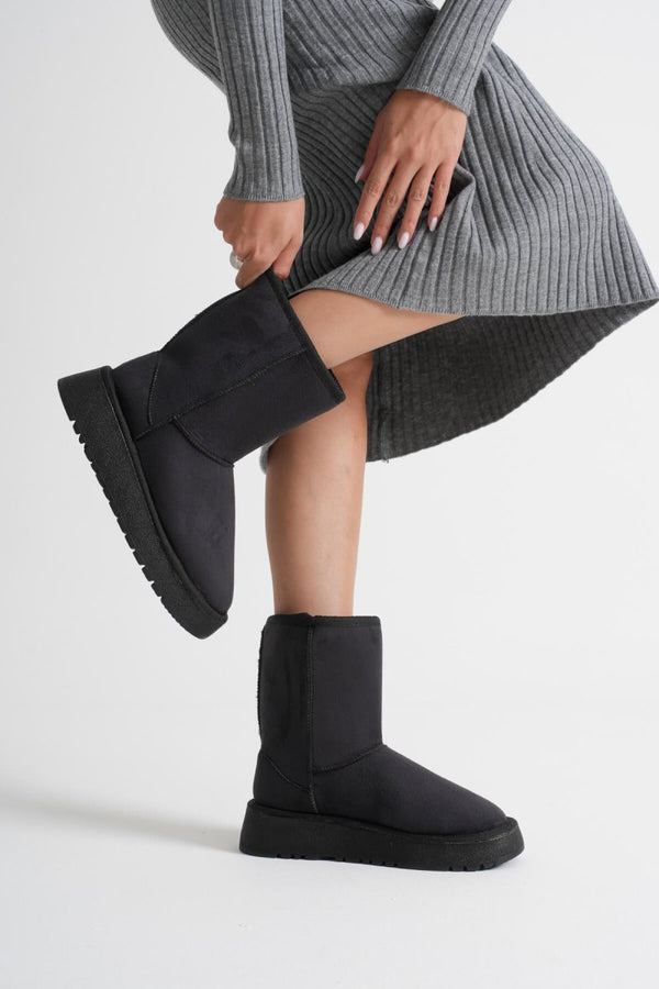 Scarpax Anisa Kadın Siyah Kışlık Kürklü Bot